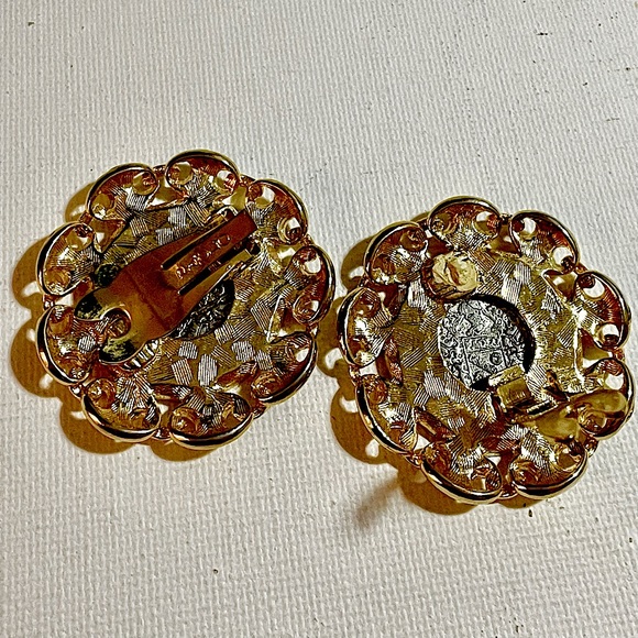 Gucci Coin Clip On Earrings Mariner Link Gold Silver Signed - Picture 4 of 5